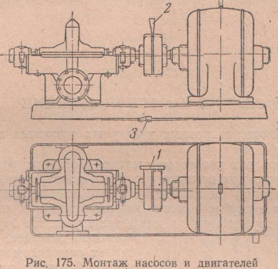 Монтаж насосов и двигателей